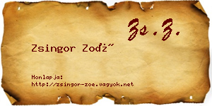 Zsingor Zoé névjegykártya